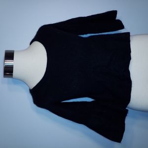 EXPRESS SWEATER XS Black Bell sleeve Peplum crop angora KNIT soft